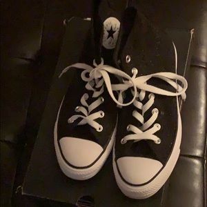 High top black glitter converse
